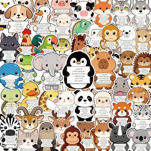 56 Pcs Emotional Support Animals Stickers, Motivational Waterproof Sticker, Cute Inspirational Buddies for Water Bottles, Laptops, Phones, Planners & Gifts