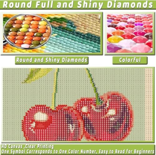 Pink Fruit Diamond Art Kits for Adults Cherry Diamond Painting Kit Beginner