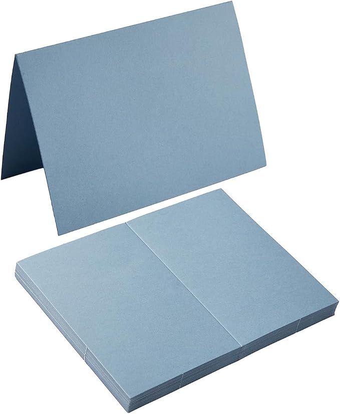 50 Pack Blank Folded Cardstock Cards, Dusty Blue, 5x7