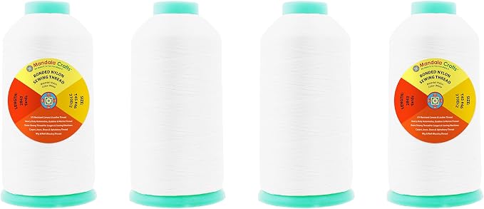 Mandala Crafts Size 46 210D T45 White Combo Bonded Nylon Thread, 11372 YDs