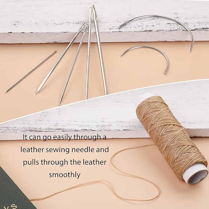 Waxed Thread, Upholstery Needle and Thread 32 Yards Khaki