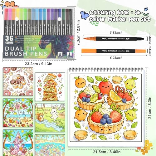 3Pack Adult Coloring Books With Markers, Spiral Bound Stress Relief Art Kit
