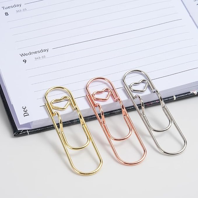 15 PCS Pen Holder for Notebook, Metal Pen Clips, Paper Clip Pen Holders for Journal, Planner, Pen Holder Clip Pencil Holder, Office School Supplies, Gold/Silver/Rose Gold