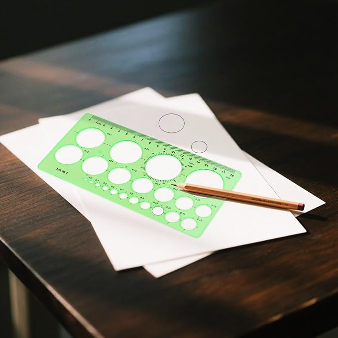 4 Pcs Drawing Template Drafting Stencil Ruler Circle and Oval Templates Plastic Drawing Measuring Rulers Geometric Drawings Stencils for Office and School Building Formwork Drafting Tool (Green)