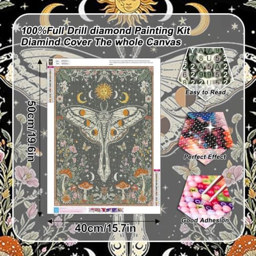 Mushroom Diamond Art Kits for Adults Moth Diamond Painting Kit Beginner
