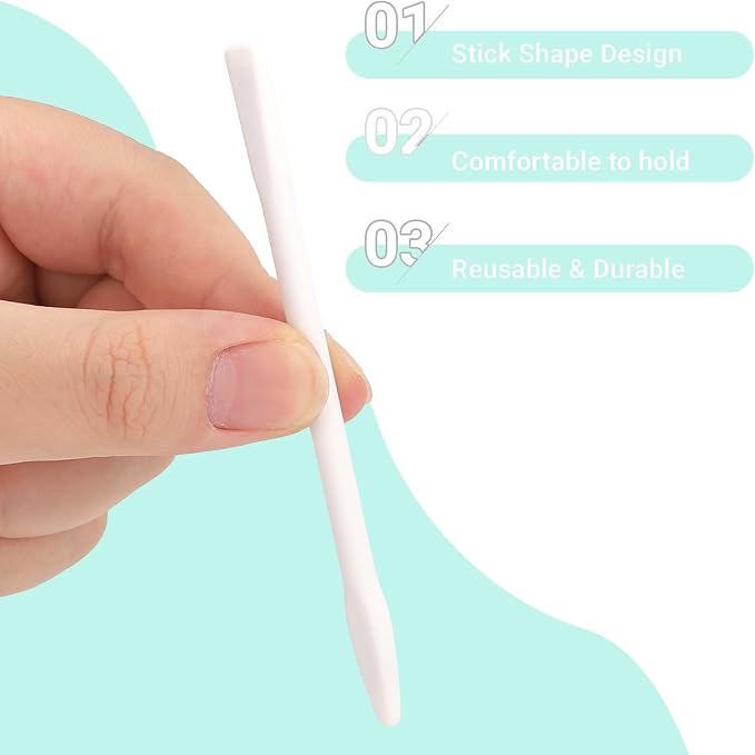 Gartful Colored Silicone Stir Sticks, Epoxy Resin Mixing Sticks Reusable Stirring Rods for Art Supplies, DIY Crafts Resin, Paint Mixing, Craft Supplies, Tumbler Making, Face Mask Spatula,White