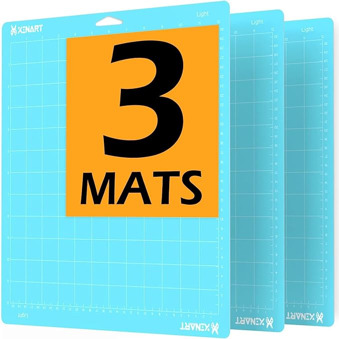 Xinart Cutting Mat for Cricut Maker/Explore Air 2/Air/One(12x12 Inch, 3 Mats) Light Adhesive Sticky Blue Quilting Cricket Cutting Mats Replacement Accessories for Cricut