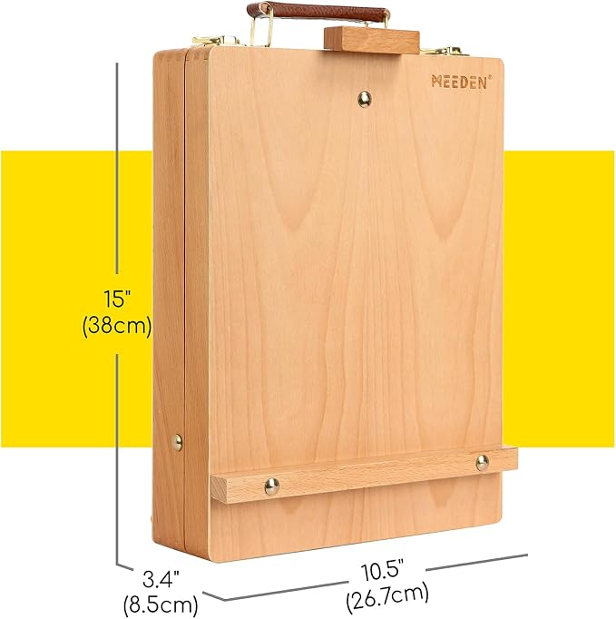 MEEDEN Table Top Easel for Painting: Portable Tabletop Easel with Storage | Wood Easel for Adults - Sketch Box Easel for Students Artist Beginner - Art Desk Easel for Plein Air Natural 15"x10.5"