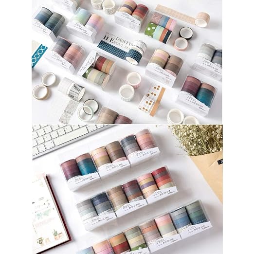 100 Rolls Vintage Washi Tape Set, 0.4 & 1 Inch Widths