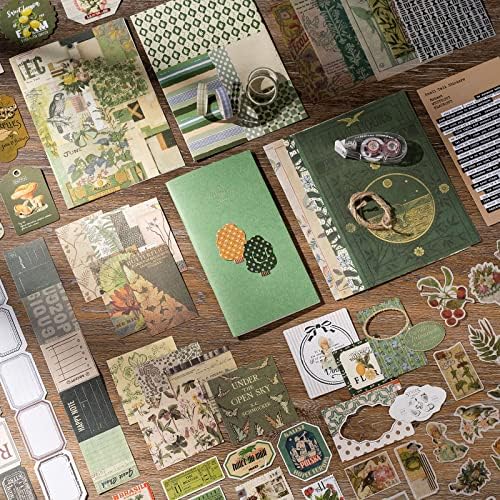 JOYCHOIC Vintage Junk Journal Supplies Aesthetic Journaling Kit, Scrapbook Papers Stickers Large Collection for Bullet Scrapbooking Materials, Planner DIY Arts Craft Collage, Adults