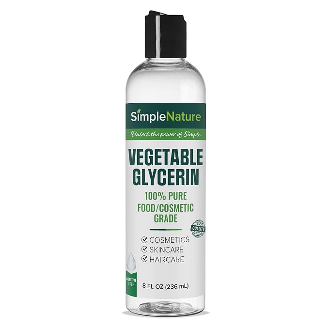 SimpleNature 100% Pure Vegetable Glycerin - 8 fl oz - NOT from palm - Natural Food Grade Skincare, Haircare, DIY Crafts - Softening & Moisturizing Multipurpose Humectant