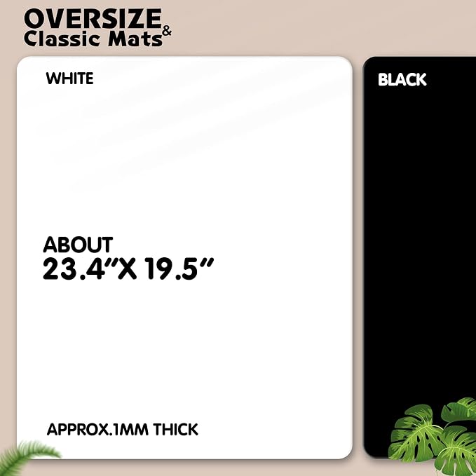 LEOBRO Large Silicone Mats for Crafts, Resin Mold, Playdough, White & Black | 2pcs 23.4"x19.5" Large Silicone Sheets, Nonstick Resin Molds Mats, Table Mat, for Clay, Resin, Paint, Glue, Jewelry Making