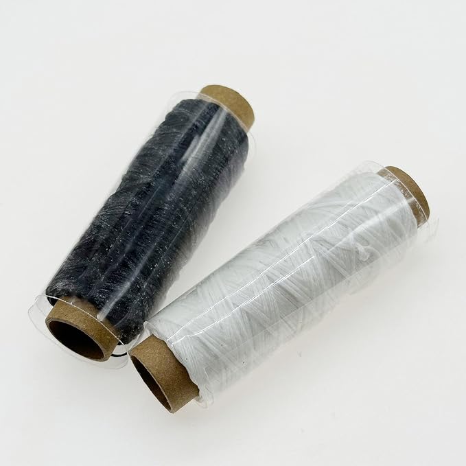 2 PCS Leather Sewing Waxed Thread, Each of 33 Yards 150D Sewing Thread Cord for Leather Craft DIY Supplies, Shoes Repairing, Black and White