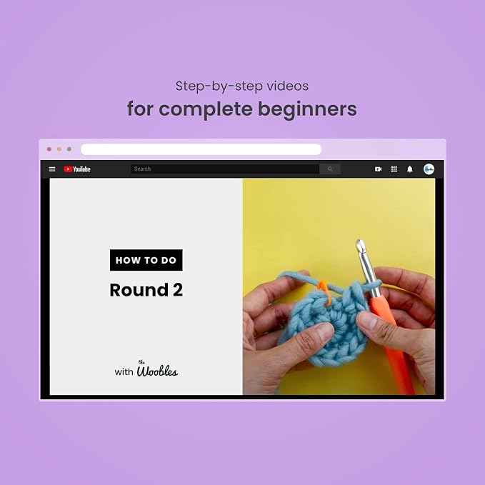 The Woobles Crochet Kit for Beginners (JoJo the Bunny) | As seen on Shark Tank, Kit includes: Easy Peasy Yarn, pre-started piece, hook, safety eyes, stuffing, video tutorials