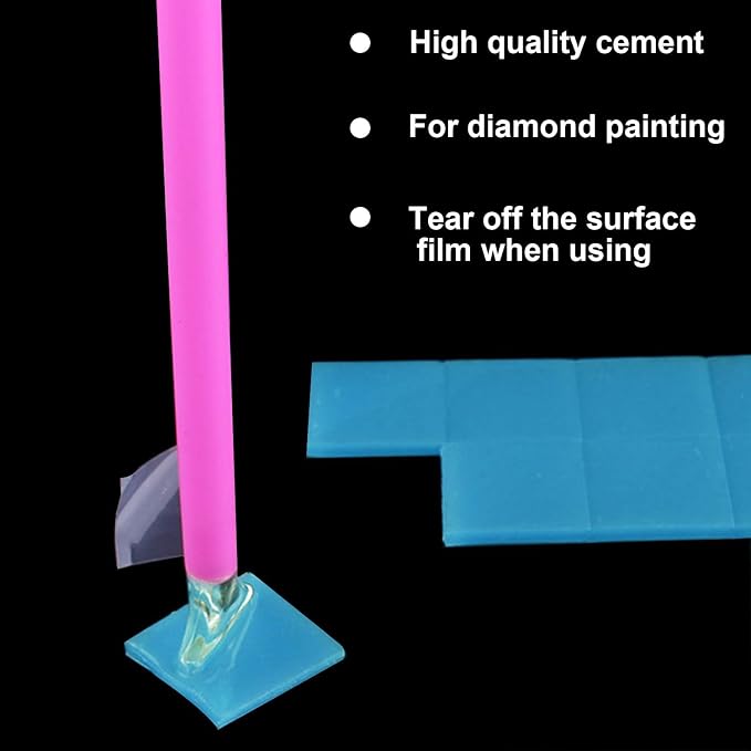 FEBSNOW 60Pcs Painting Glue Clay DIY Diamond Embroidery Wax Tool Set | Diamond Art Wax Pads, Blue Color Putty, Wax Refills for Crafters, Diamond Art Painting Accessories and Tools