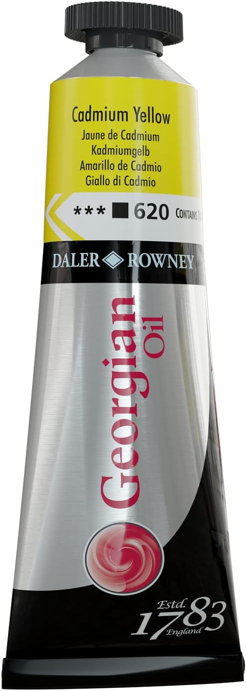 Daler Rowney Georgian Oil Paint Cadmium Yellow 38ml Tube - Art Paints for Canvas Paper and More - Oil Painting Supplies for Artists and Students - Artist Oil Paint for Any Skill Set