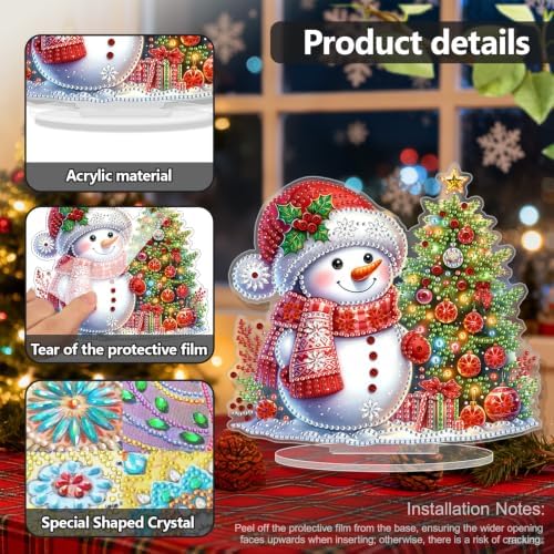 Christmas Diamond Art Kits for Adults,Red Scarf Snowman Diamond Painting