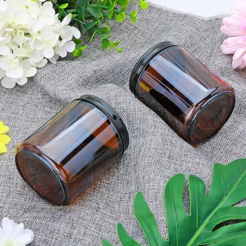 Salzesfalls 16 Pack Dark Amber Candle Jars, 8 oz Glass Jars with Lids