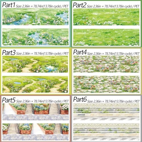 PET Tape Stickers for Scrapbooking Supplies,Nature Landscape Scrapbook Stickers