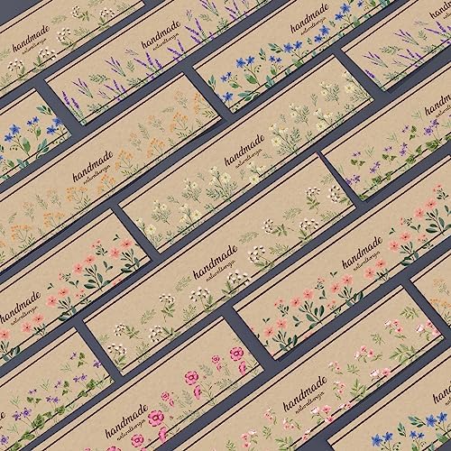 PH PandaHall 90pcs Soap Packaging Paper 9 Styles Soap Wrapper Kraft Paper Texture Soap Wrap Paper Tape Vertical Soap Paper Tag Soap Sleeves Covers for Homemade Soap Bar Packaging, 8.2 Inch Long