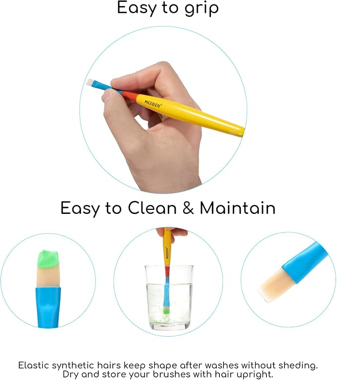 MEEDEN Paint Brushes Set for Kids: Brush for Toddlers 6 Packs/30 Pcs