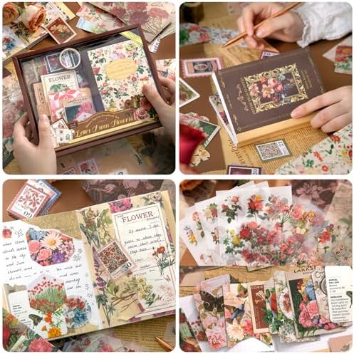 Scrapbook Supplies Kit, Cottagecore Aesthetic Junk Journal Scrapbook Kit