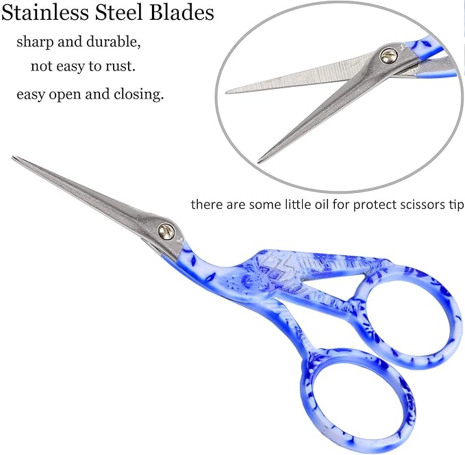 BIHRTC 4.5" Crochet Scissors Thread Snips with Protective Case | Stainless Steel Sharp Includes Leather Pouch for Crochet Hooks Thread Snipping Embroidery Sewing,Craft,DIY