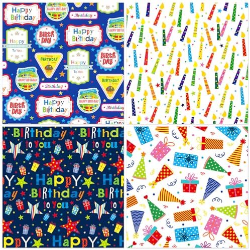 24 Sheets Happy Birthday Scrapbook Paper Pad,160gsm Textured Double-Sided Pattern Planner Junk Journal Craft Paper,Card Making Supplies,30×30cm