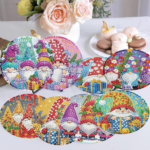 8 Pcs Diamond Art Coaster Kit for Adult with Holder, Diamond Coasters 4x4in