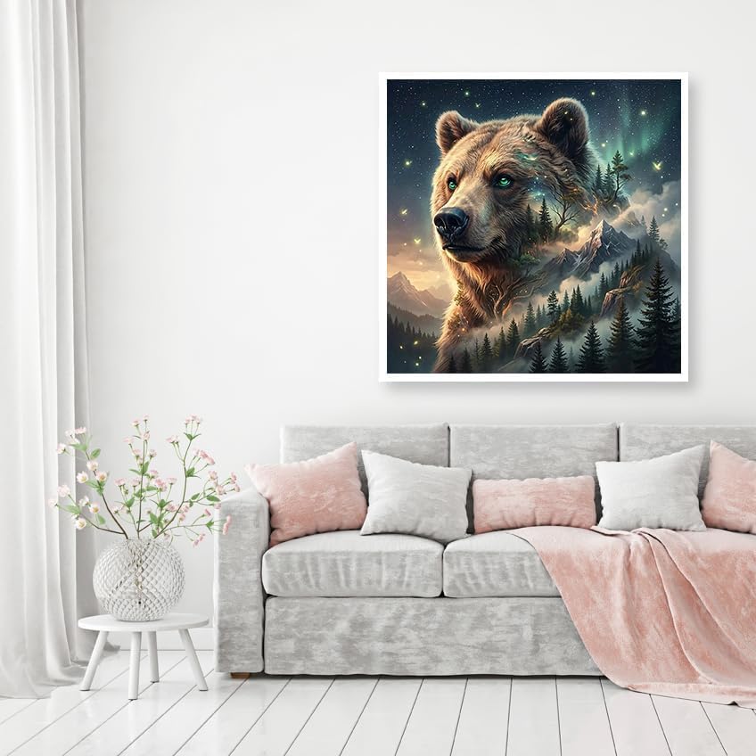 WNPOKN Forest Bear Diamond Art Kits for Adults 14x14inch