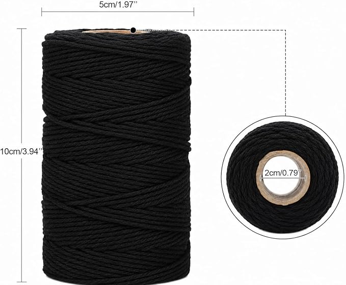 G2PLUS Black String, 2MM 328 Feet Cotton String for Crafts & Bakers | Black Cotton Bakers Twine String, For Gift Wrapping, DIY Arts and Crafts, Halloween, Christmas Decor