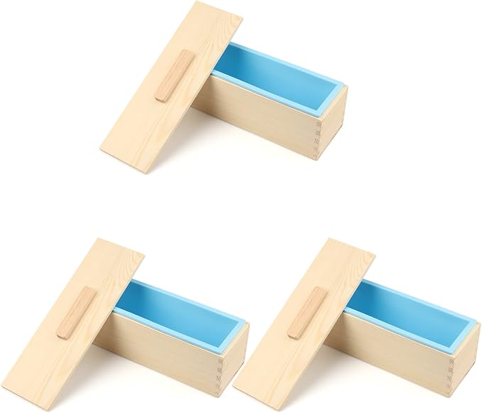 3 PCS Soap Loaf moldss, 42 oz Soap moldss for Soap Making with Wooden Boxes, Set of 3, Soap Bar Box Can Be Used for Homemade Soap Produce, Soap Making, Ideal Size and Large Capacity