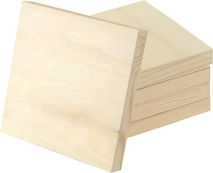 JOIKIT 14 Pack 6 x 6 x 0.78 Inch Wood Canvas Panels, Wooden Canvas Board Unfinished Square Wood Cradled Painting Panel Boards, Artist Wooden Canvases for Burning, Pouring, String Art, Crafts