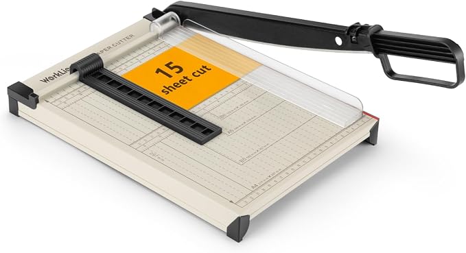 WORKLION 12'' Guillotine Paper Cutter, Heavy Duty Paper Slicer,Grey | 15-Sheet Capacity,Paper Trimmer with Safety Guard , Precision Guillotine Cutter for Craft, Cardstock, Photo & Vinyl Cutting