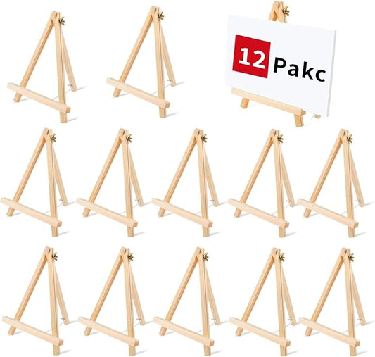 12PCS 9 Inches Tabletop Easels,Wood Easels, Easel Stand for Painting Canvases, Art, and Crafts, Tripod, Painting Party Easel, Tabletop Easels for Painting, Portable Canvas Photo Picture Sign Holder