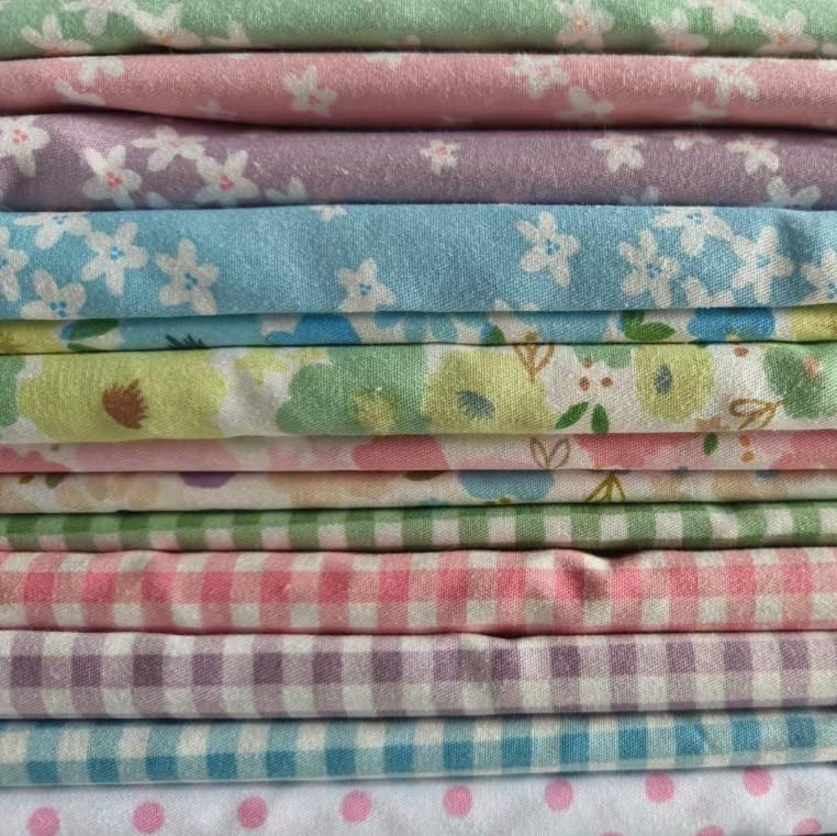 Cotton Fabric DIY Making Supplies Quilting Patchwork Fabric Fat Quarter Bundles DIY for Quilting Cotton Patchwork Cushions (14pcs Multicolour, 9.8" x 9.8")