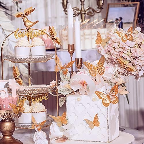 SAOROPEB 3D Butterfly Wall Decor, 48 Pcs 4 Styles 3 Sizes, Removable Metallic Wall Sticker Room Mural Decals for Kids Bedroom Nursery Classroom Party Decoration Wedding Decor DIY Gift (Rose Gold) | 4 Styles 3 Sizes, Removable Metallic Wall Sticker Room...