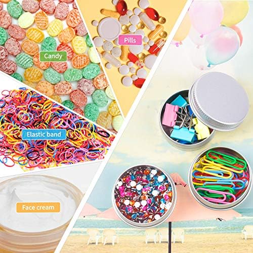 Aluminum Tin Cans, 24PCS 1/2 Oz Metal Round Containers Screw Lid Empty Small Storage Travel Tin Jars for Candles, Salve, Cosmetics, Spice (Pack of 2)