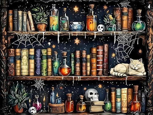 Xylogist Book Diamond Art Kits for Adults, 5D Diamond Painting Gothic Skull