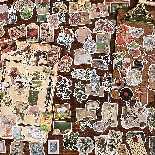 Maxleaf 400PCS Vintage Washi Sticker Set for Scrapbooking Journaling | Floral Retro Nostalgic Ephemera Stickers for DIY Crafts Planner Diary Album Handmade Work Journal Envelope Gift Wrapping