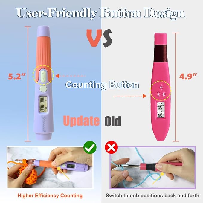 Yarniss 18 Size Digital Counting & Lighted Crochet Hooks Set 2.0mm-14.0mm