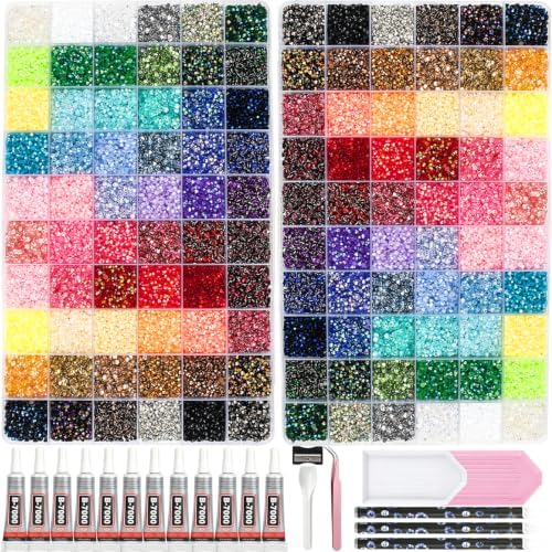 2 Boxes 60 Color 150000+Pcs Rhinestones for Bedazzling Kit 3mm