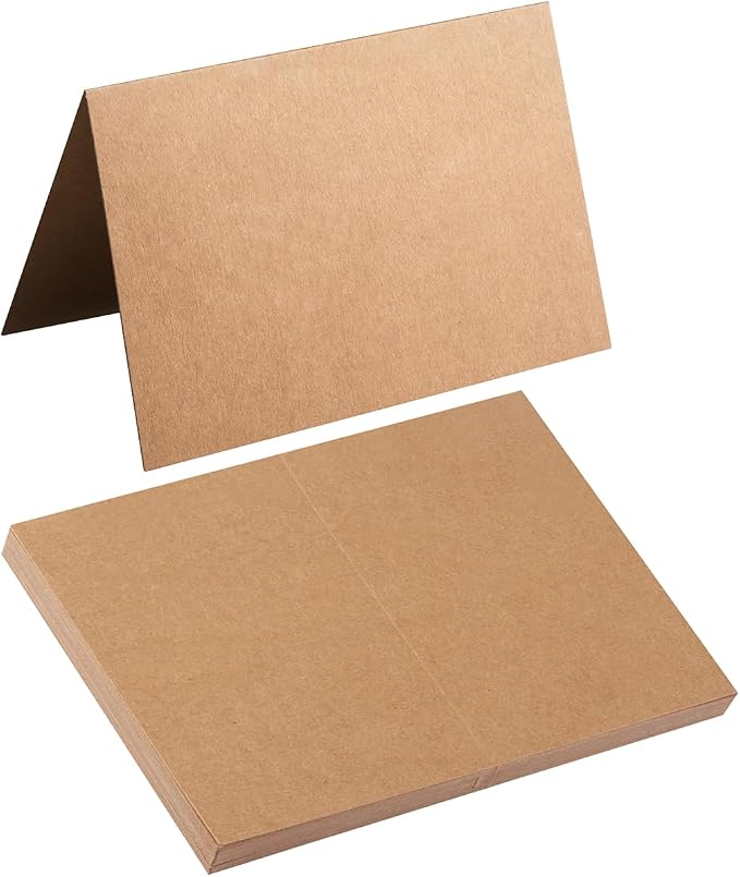 50 Pack Blank Folded Cardstock Cards, Brown, 4x6