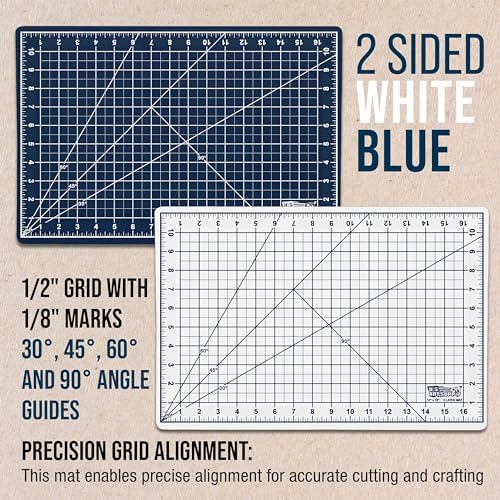 U.S. Art Supply 12"x18" Self-Healing Cutting Mat 5-Ply White/Blue