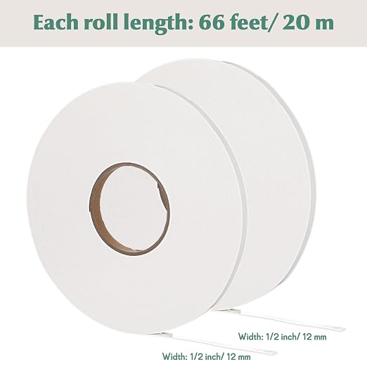 Tatuo 2 Rolls Double Sided Foam Tape for Mounting,1/2 Inch by 66 Feet,White