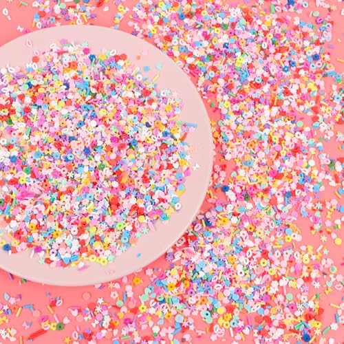 FOIMAS Fake Sprinkles for Crafts, 8.47oz Fake Sprinkles Mini Polymer Clay Slices for Crafts Slime Art Nail DIY Cake Decoration Card Filler Supply