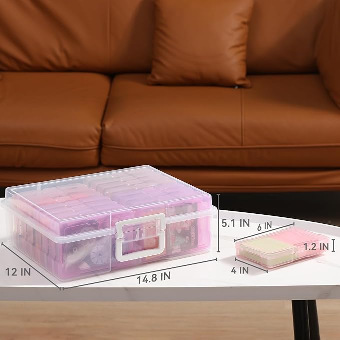 novelinks Photo Storage Boxes with Handle, Photo Organizers and Storage | 1Pack Color, Photo Albums 4x6 Pictures, Photo Cases, Classroom Organization, Index Card Box, Photo Card Holder, Seed Storage
