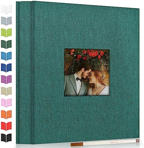 Artfeel Photo Album Self Adhesive Scrapbook Album for 3x5 4x6 5x7 8x10 Pictures,60 Pages Linen Cover with Display Window DIY Photo Book,Ideal Gifts for Family Travel Wedding Baby