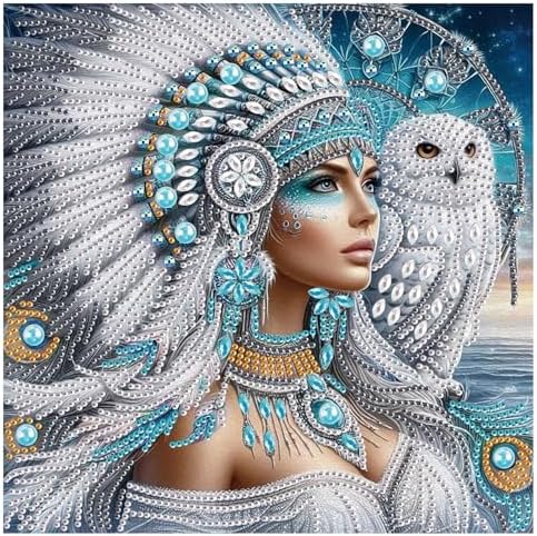AiYuanzsh 5D DIY Special-Shaped Diamond Painting Kit – Goddess with White Owl, 30x30cm Crystal Rhinestone Art for Home Wall Decor, Gifts for Women Adults Beginners