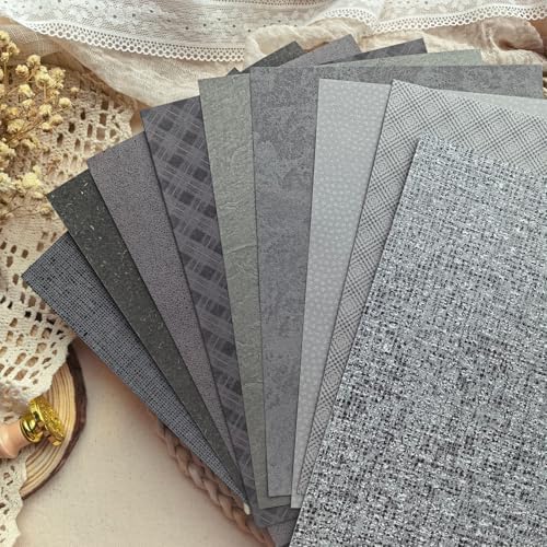 30 Sheets A5 Black & Gray Textured Scrapbook Paper & Mesh Fabric